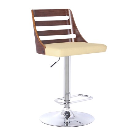 Armen Living Storm Barstool in Chrome finish with Walnut wood and Cream Faux Leather LCSTBAWACR